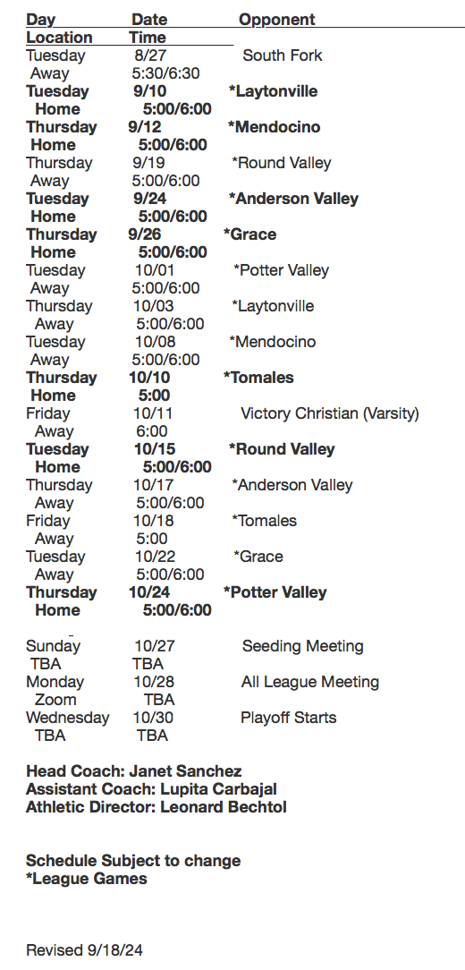 girls volleyball schedule