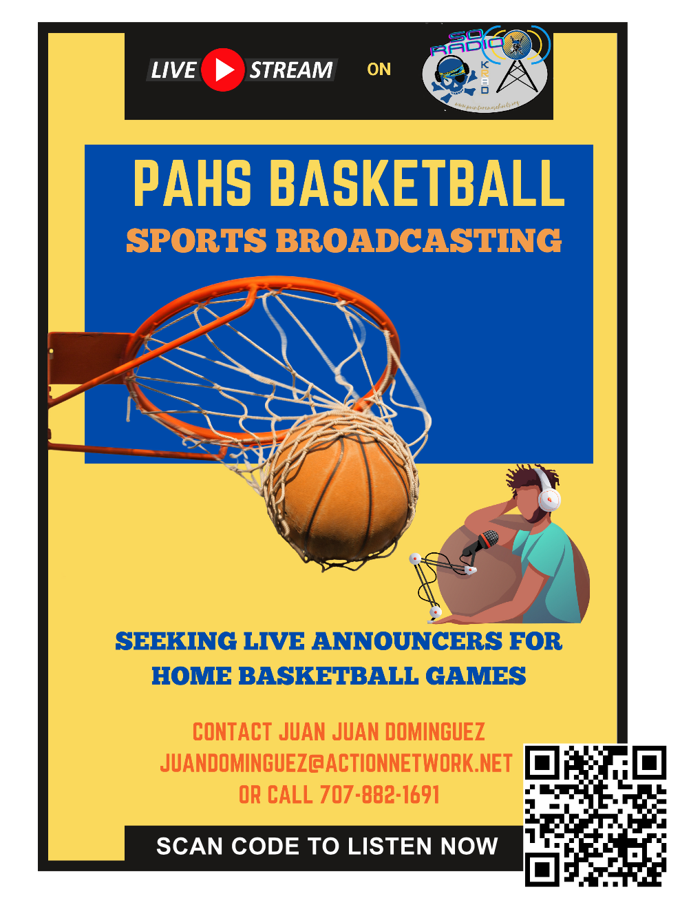 seeking live announcers for pahs radio