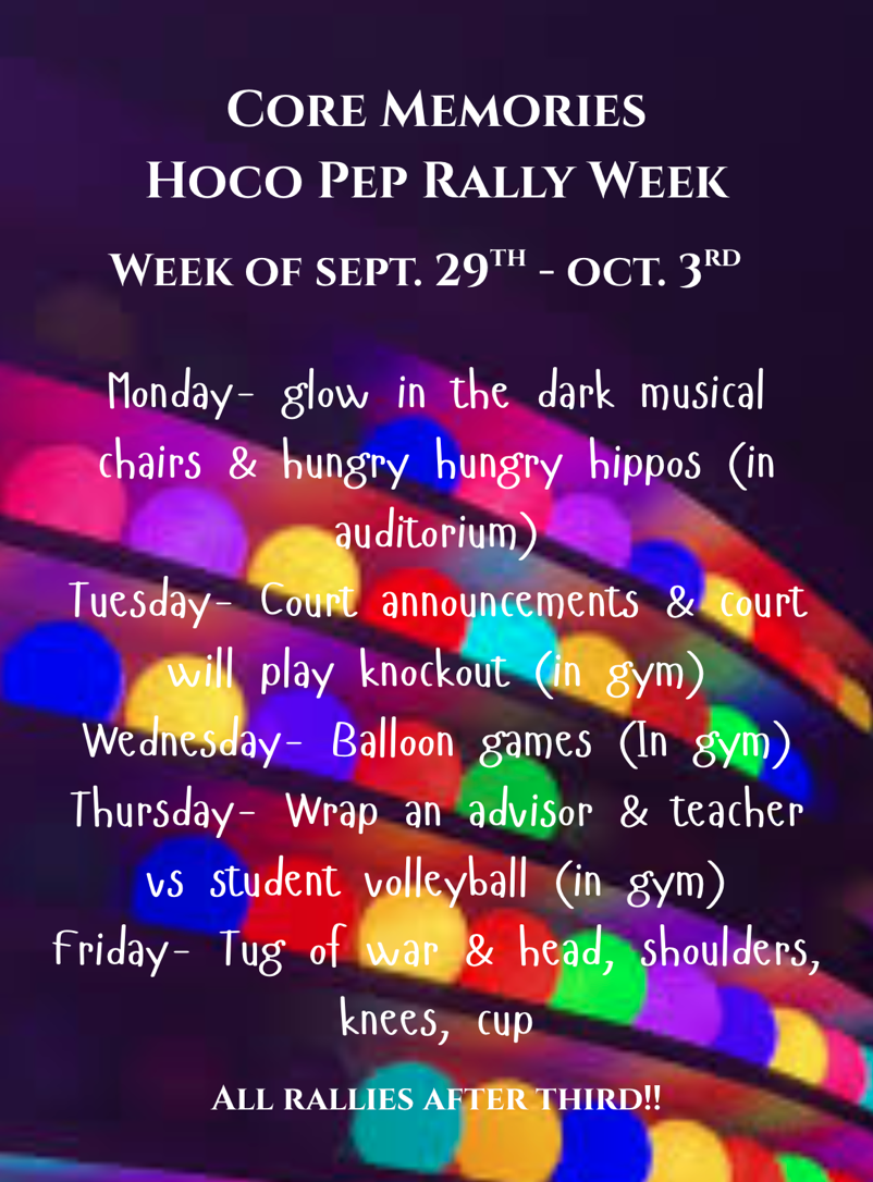 pep  rally schedule 2025 homecoming