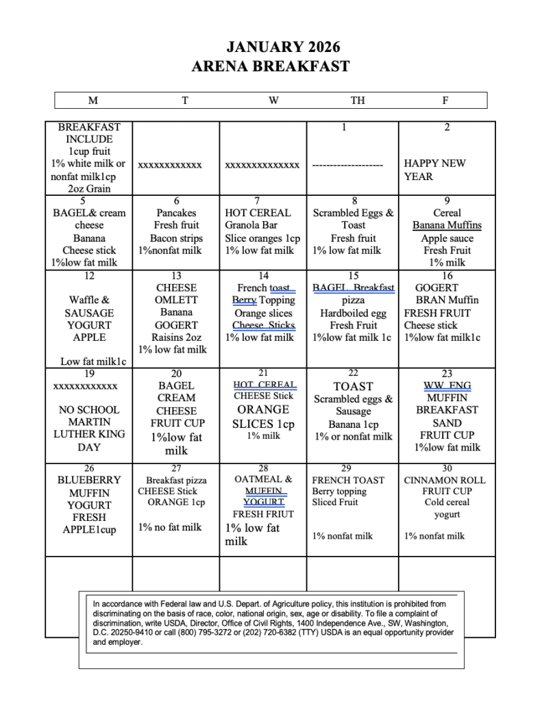 January breakfast menu