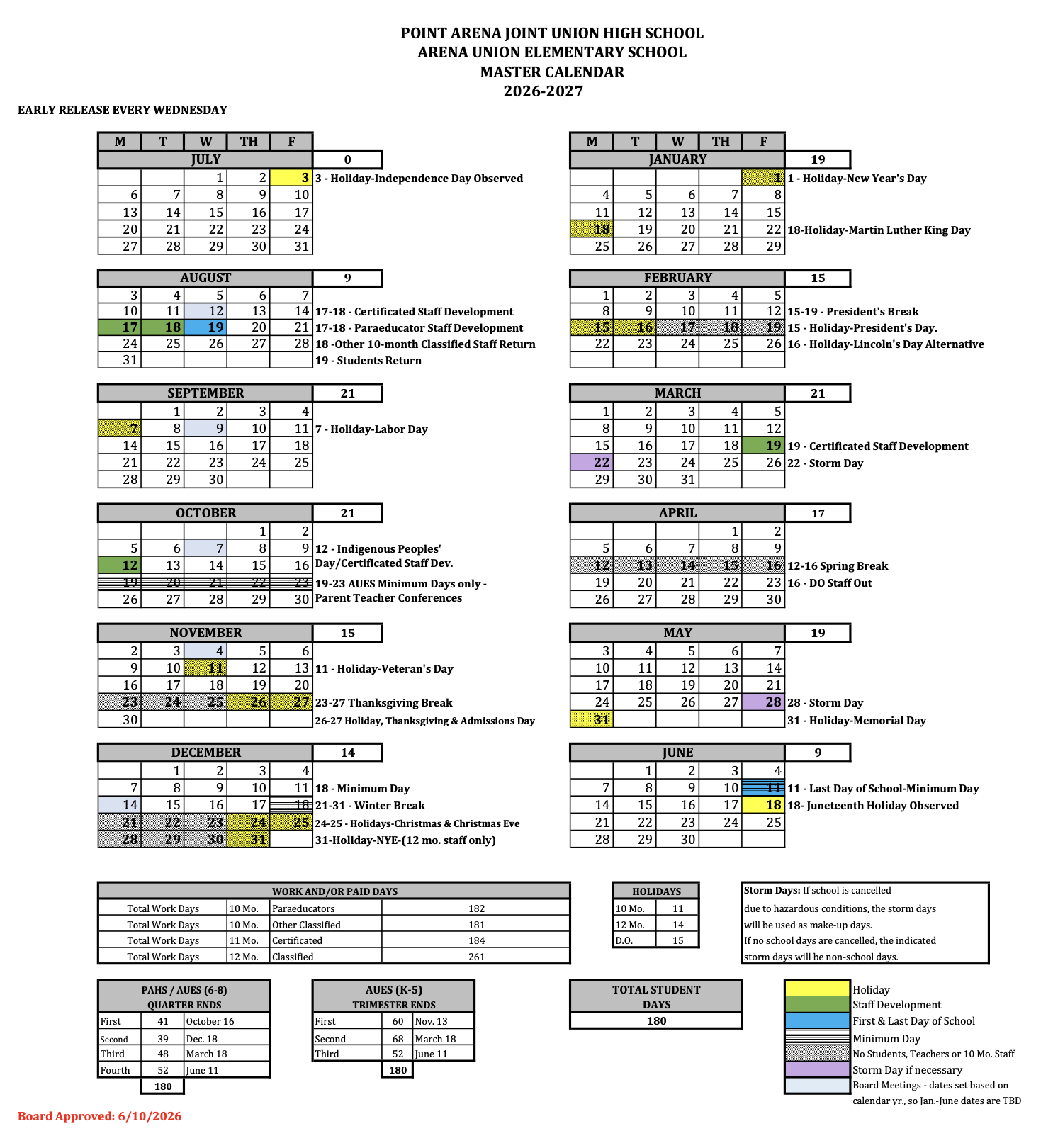 PAS Master Calendar